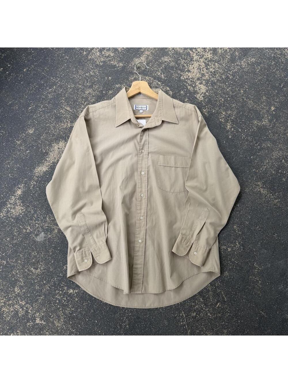 Vintage Yves Saint Laurent Tan Cream Button Shirt